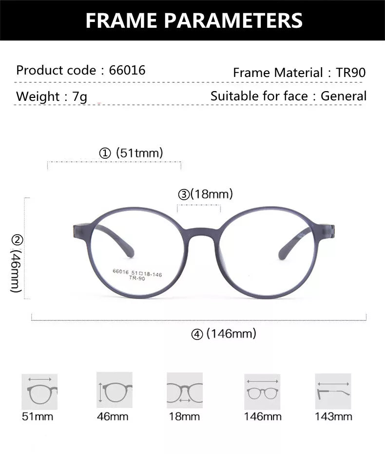 Kocolior Unisex Full Rim Round Tr 90 Hyperopic Reading Glasses 66016 Reading Glasses Kocolior   