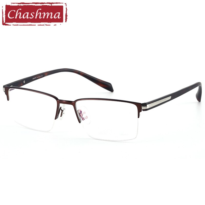 Chashma Men's Semi Rim Square Titanium Alloy Eyeglasses 9283 Semi Rim Chashma Brown  