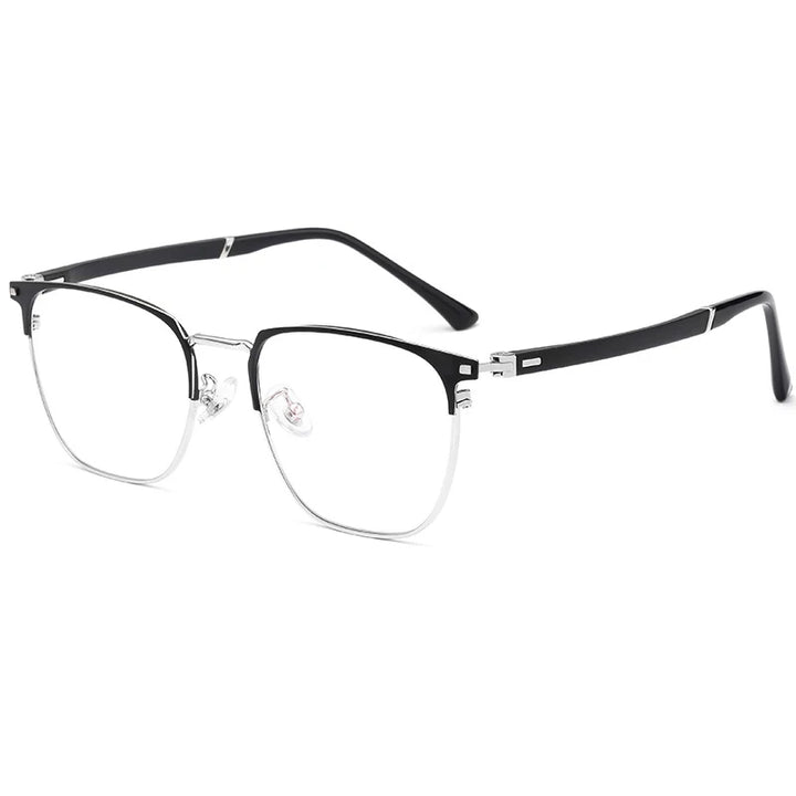 Hotochki Mens Semi Rim Square Alloy Eyeglasses 6120d Full Rim Hotochki Black Silver  