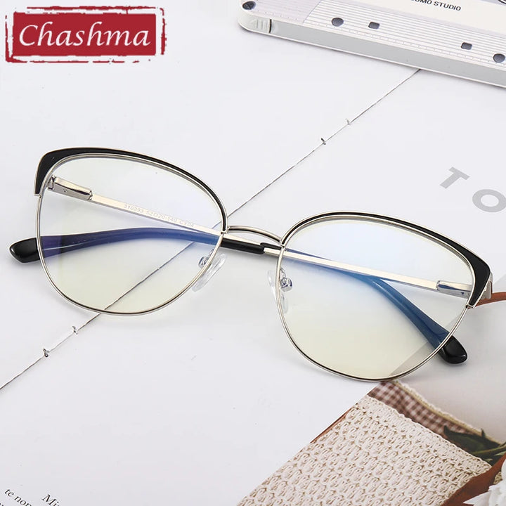 Chashma Women's Full Rim Oval Cat Eye Alloy Eyeglasses 310393 Full Rim Chashma   