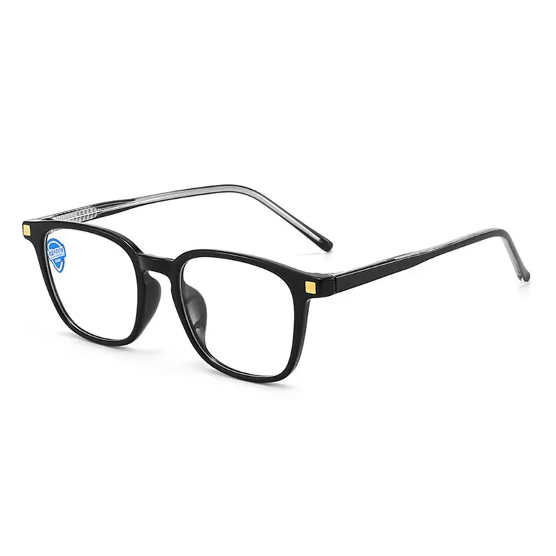 Hotony Unisex Full Rim Square Tr 90 Alloy Spring Hinge Eyeglasses 8845 Full Rim Hotony Shiny Black-C1  