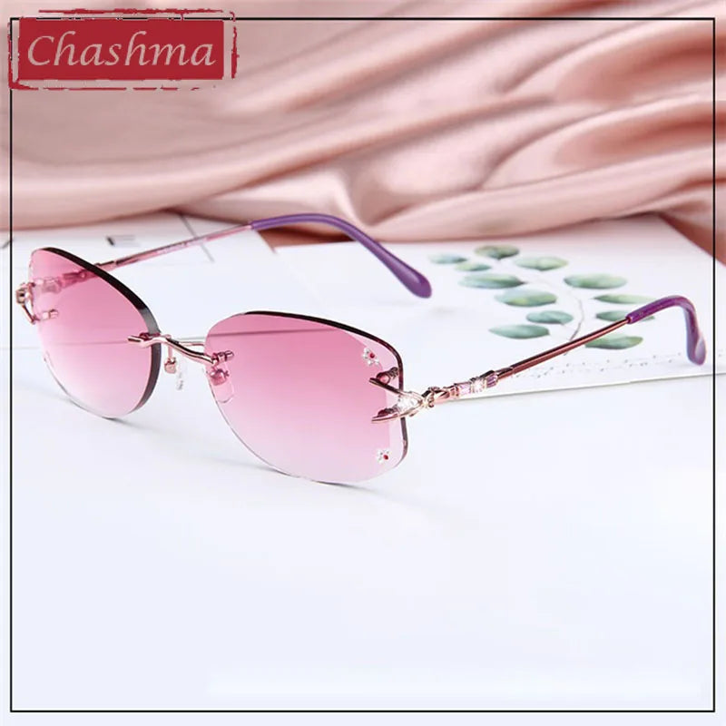Chashma Women's Rimless Oval Square Titanium Eyeglasses 100697