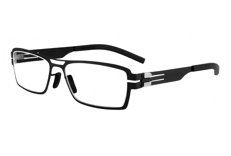 Aimee Unisex Full Rim Square Screwless Stainless Steel Eyeglasses 1173 Full Rim Aimee Black  