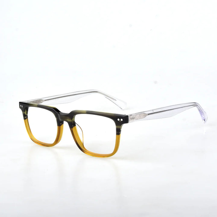 Aimee Unisex Full Rim Square Thick Acetate Temple Eyeglasses 5419 Full Rim Aimee Amber Grey Vs Yellow  