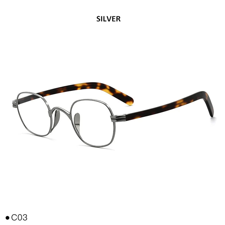 Aimee Unisex Full Rim Square Titanium Acetate Eyeglasses 11132 Full Rim Aimee Silver  