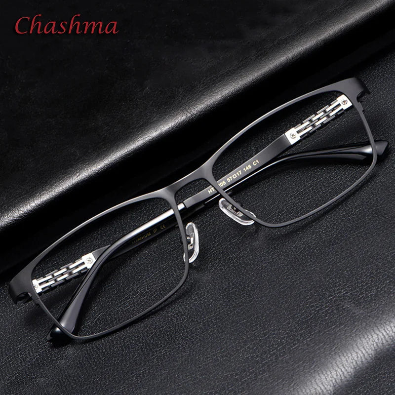 Chashma Ochki Men's Full Rim Square Titanium Eyeglasses 40205