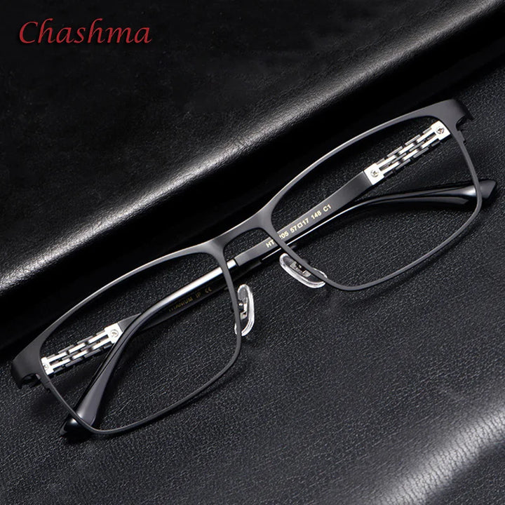 Chashma Ochki Men's Full Rim Square Titanium Eyeglasses 40205
