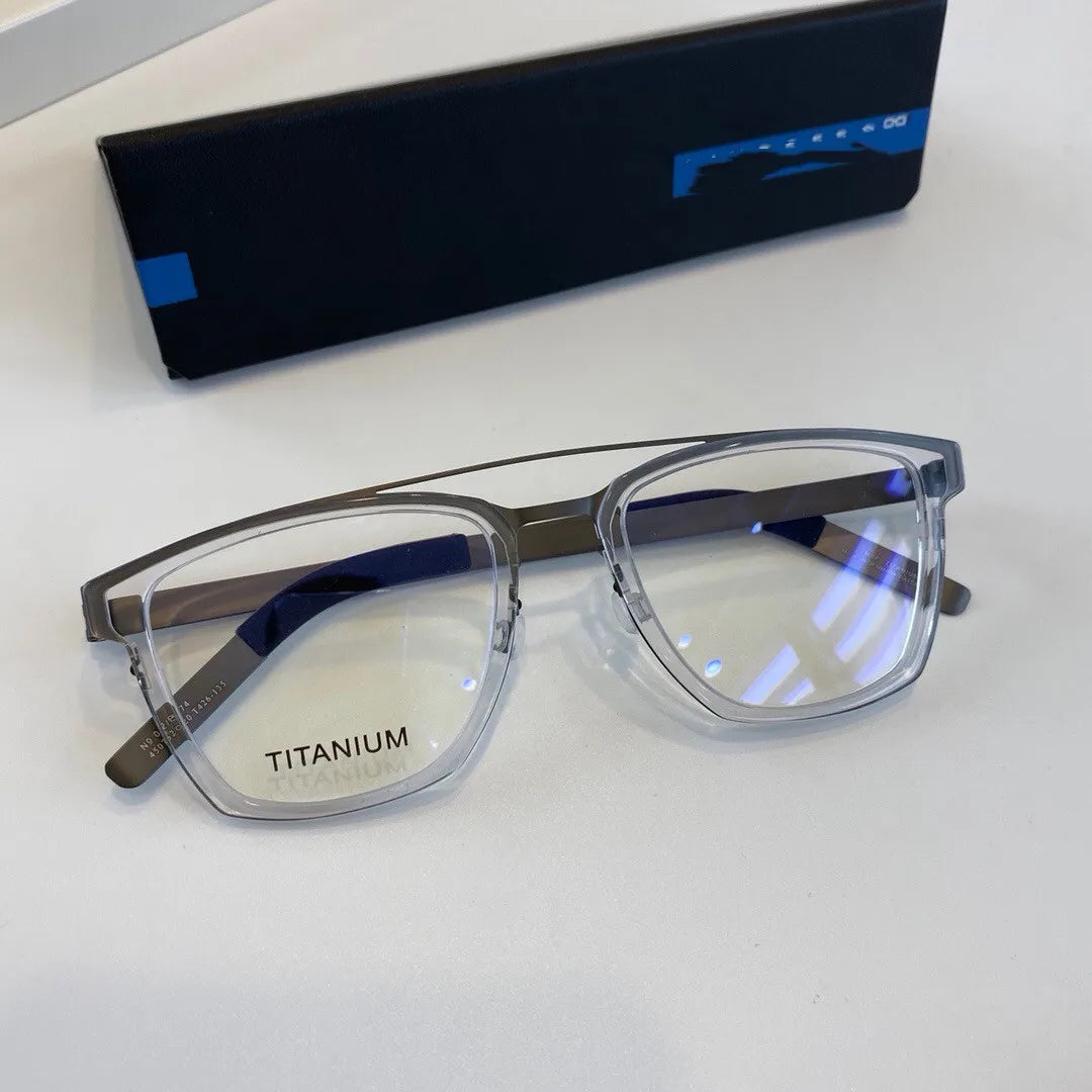 Aimee Men's Full Rim Square Double Bridge Titanium Acetate Eyeglasses 4507 Full Rim Aimee   