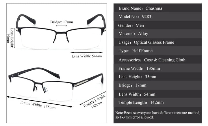 Chashma Ottica Women's Semi Rim Square Titanium Eyeglasses 92834