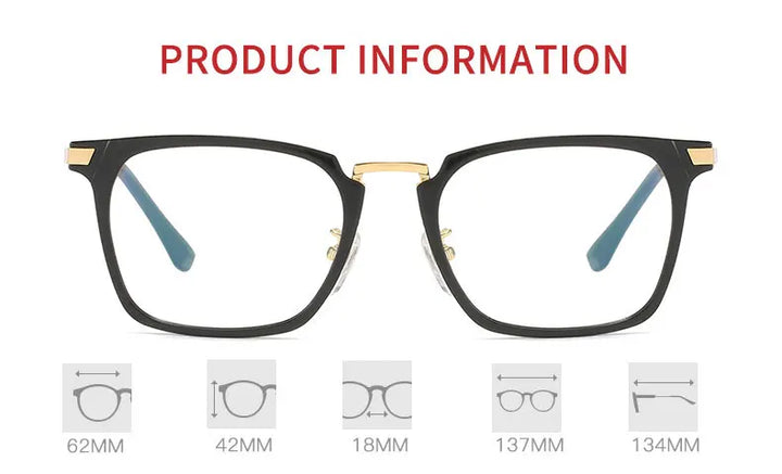Hotochki Women's Full Rim Square Tr 90 Alloy Eyeglasses 62142