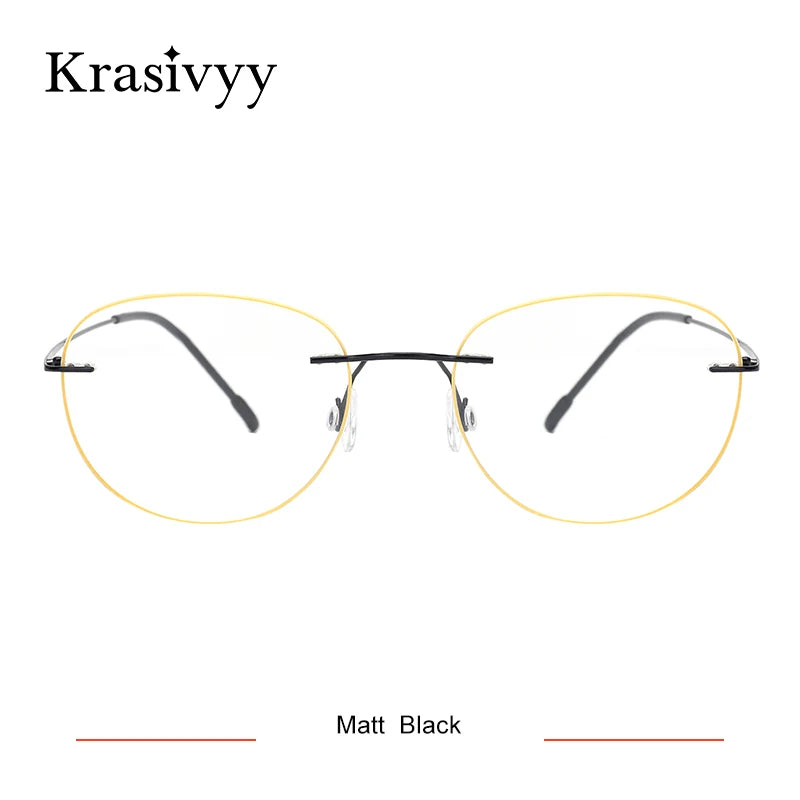 Krasivyy Women's Rimless Oval Round Titanium Eyeglasses 318003