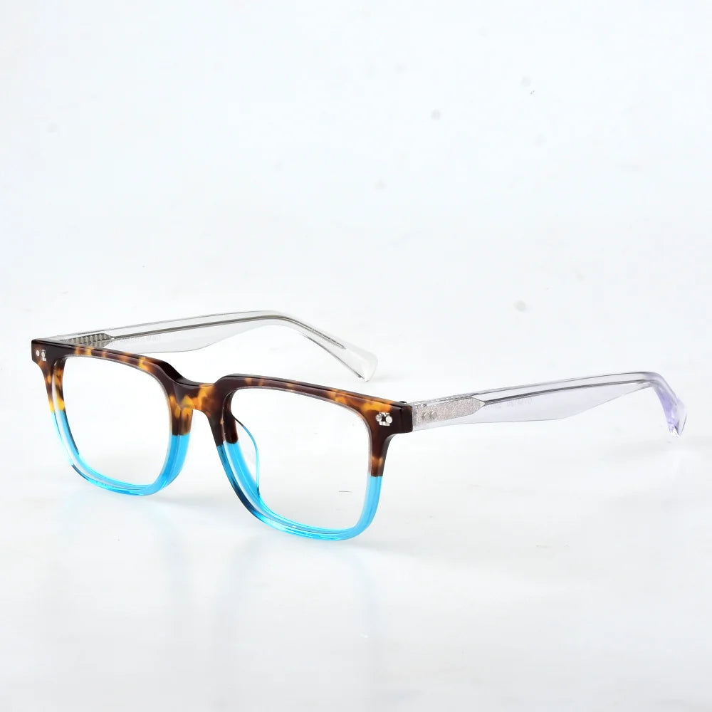 Aimee Unisex Full Rim Square Thick Acetate Temple Eyeglasses 5419 Full Rim Aimee Tortoise Blue  