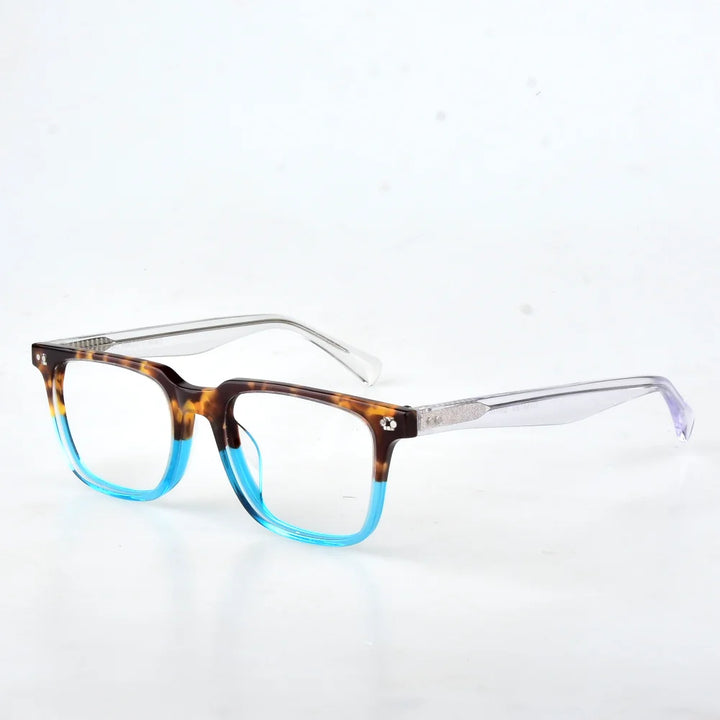 Aimee Unisex Full Rim Square Thick Acetate Temple Eyeglasses 5419 Full Rim Aimee Tortoise Blue  