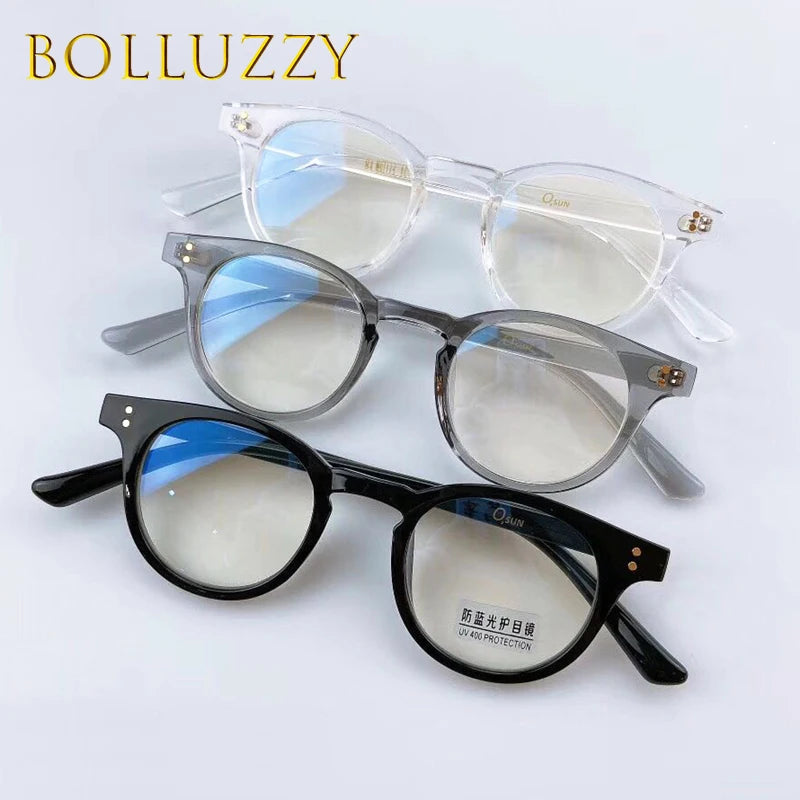 Bolluzzy Women's Full Rim Thick Round Acetate Eyeglasses 4438 Full Rim Bolluzzy   