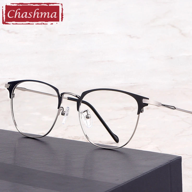 Chashma Ochki Unisex Full Rim Oval Square Alloy Eyeglasses 883389