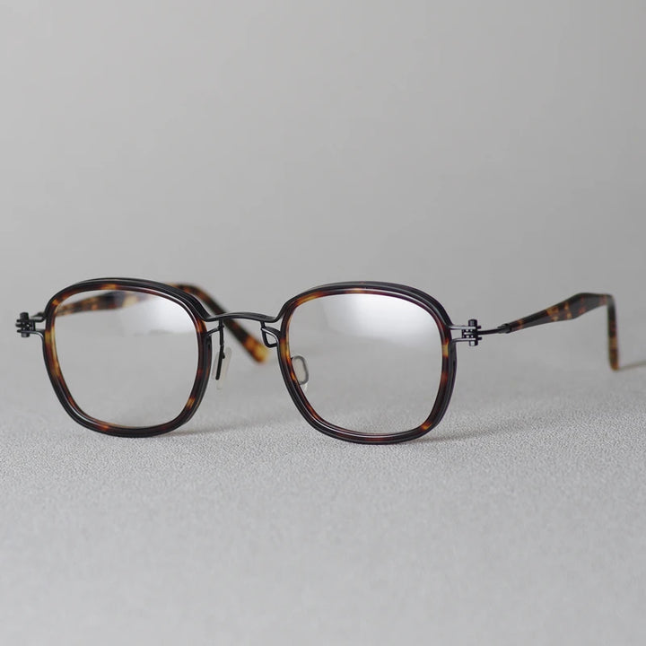 Aimee Men's Full Rim Square Titanium Acetate Eyeglasses 5863 Full Rim Aimee Tortoise  