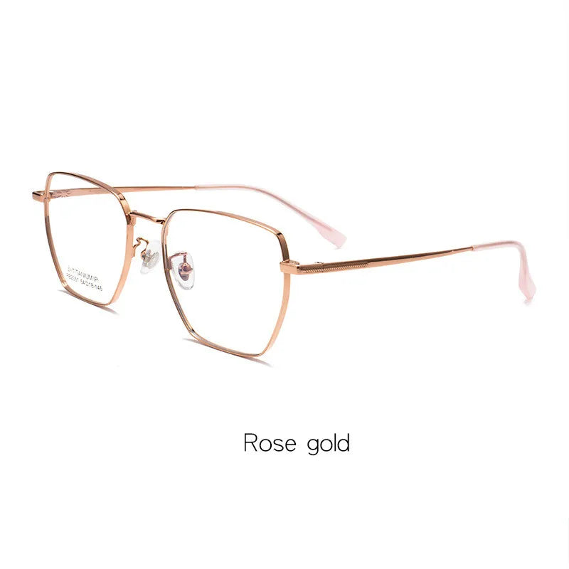 Kocolior Unisex Full Rim Polygon Titanium Alloy Eyeglasses 2051 Full Rim Kocolior Rose China 