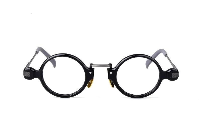 Aimee Unisex Full Rim Round Acetate Titanium Eyeglasses 141501 Full Rim Aimee Black  