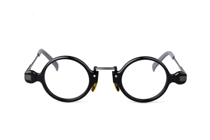 Aimee Unisex Full Rim Round Acetate Titanium Eyeglasses 141501 Full Rim Aimee Black  