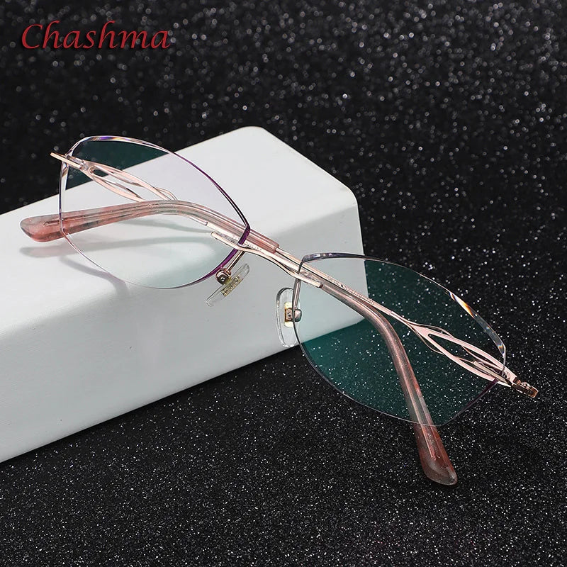 Chashma Ochki Women's Rimless Oval Titanium Eyeglasses 58394