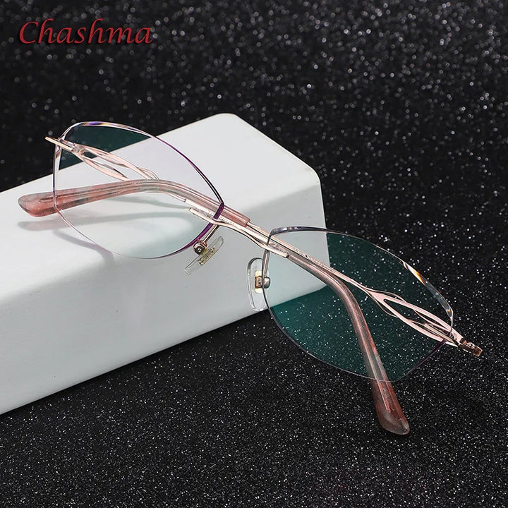 Chashma Ochki Women's Rimless Oval Titanium Eyeglasses 58394