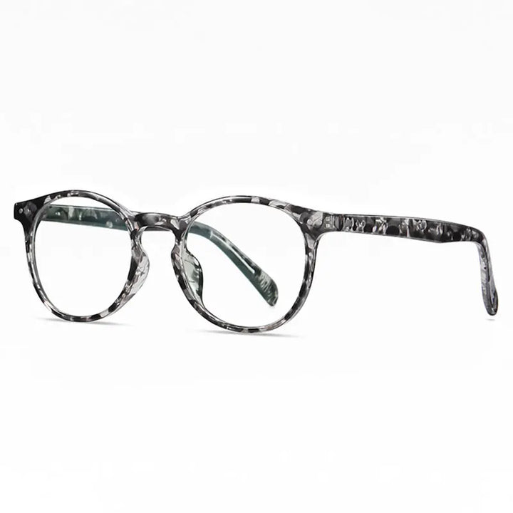 Hotochki Unisex Full Rim Round Tr 90 Alloy Eyeglasses 2301 Full Rim Hotochki White Leopard C58  