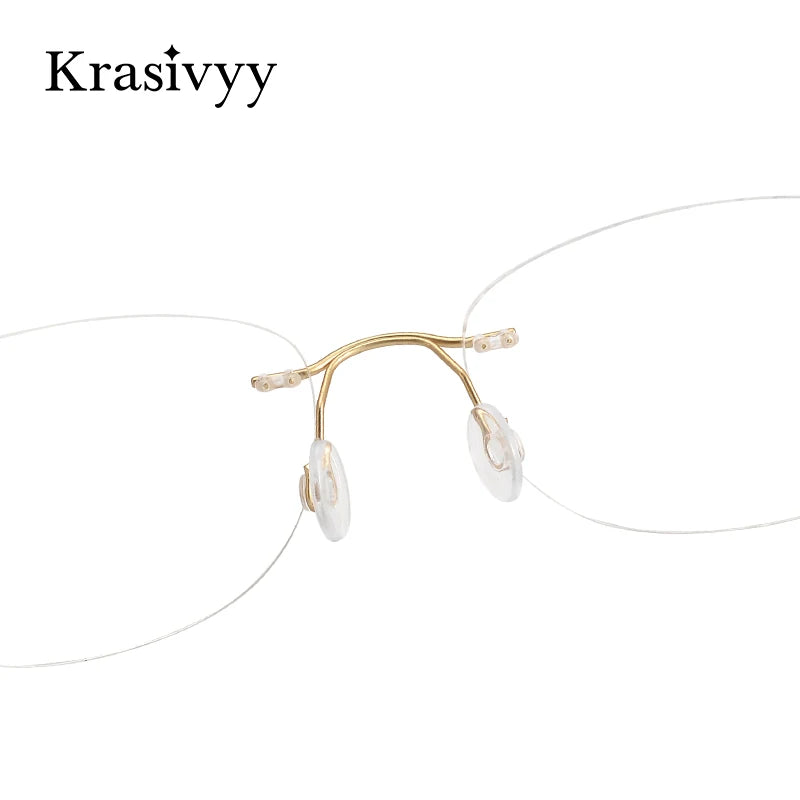 Krasivyy Unisex Rimless Oval Pure Titanium Prescription Eyeglasses KR6013 size chart
