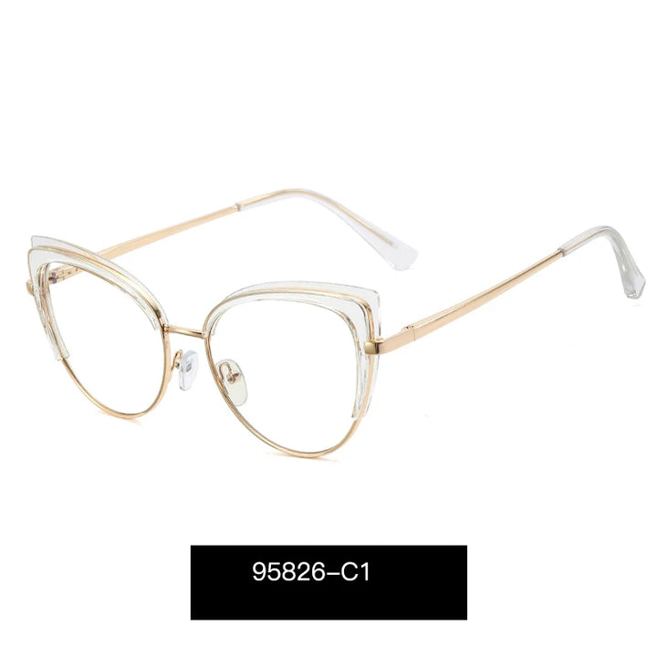 Hotony Women's Full Rim Oval Cat Eye Tr 90 Alloy Eyeglasses 958264