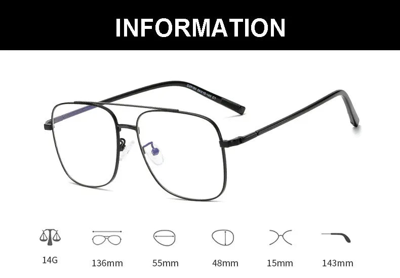 Hotony Women's Full Rim Square Double Bridge Alloy Eyeglasses 291804