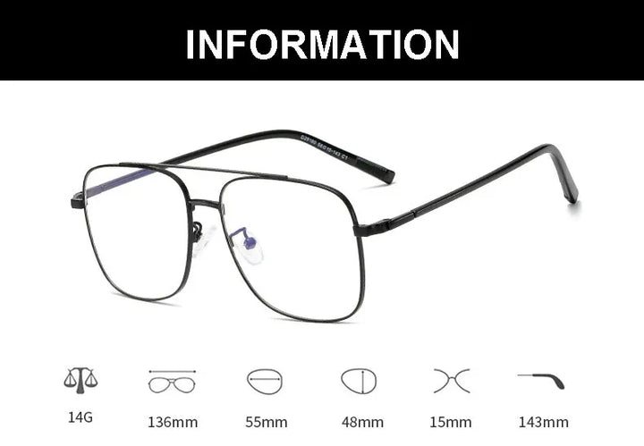 Hotony Women's Full Rim Square Double Bridge Alloy Eyeglasses 291804