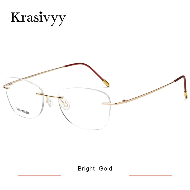 Krasivyy Unisex Rimless Oval Pure Titanium Prescription Eyeglasses KR6013 size chart