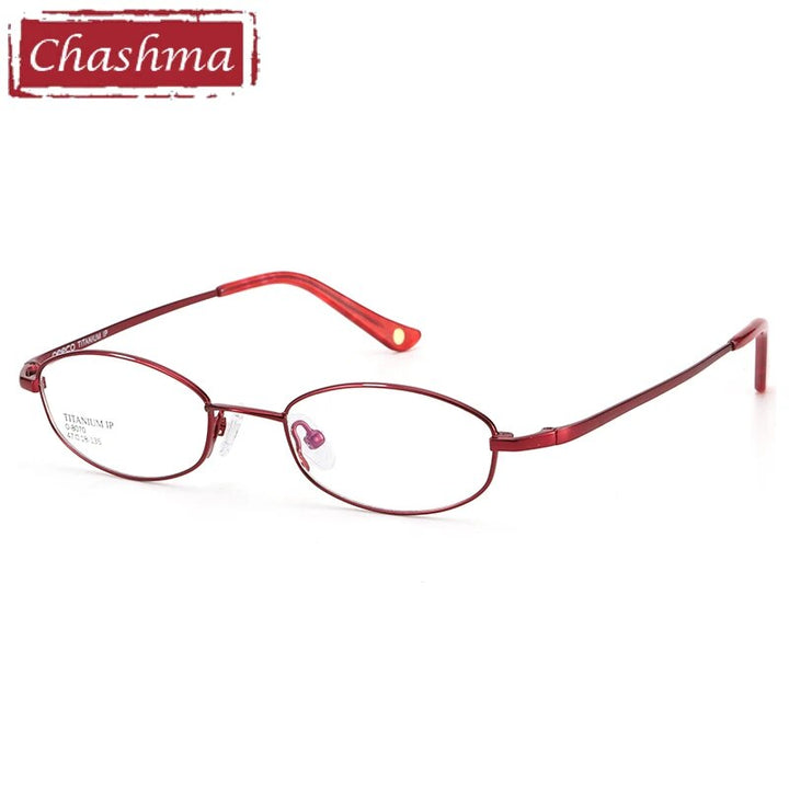 Unisex Small Oval Full Rim Titanium Frame Eyeglasses 8070 Full Rim Chashma Red  
