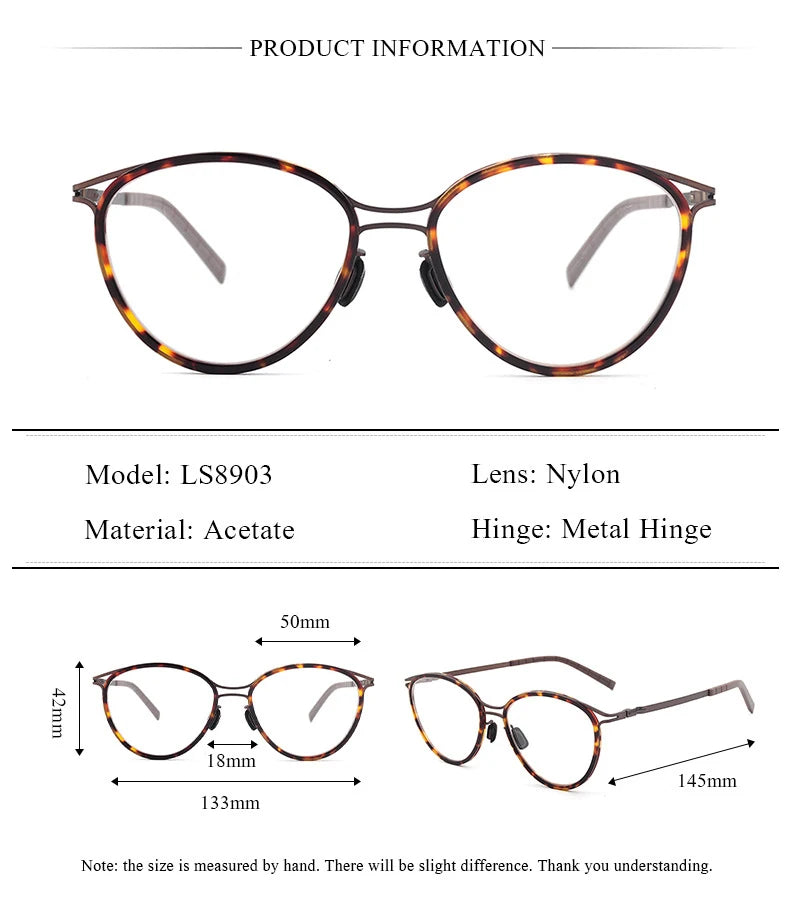 Chashma Ochki Men's Full Rim Round Acetate Titanium Eyeglasses 89032