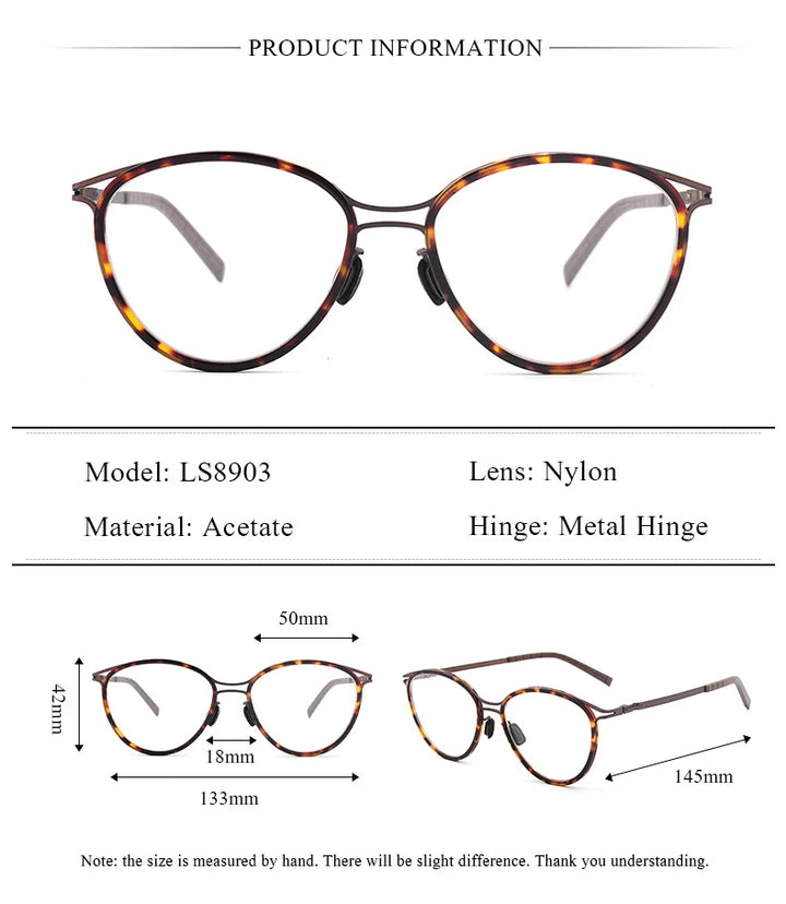 Chashma Ochki Men's Full Rim Round Acetate Titanium Eyeglasses 89032