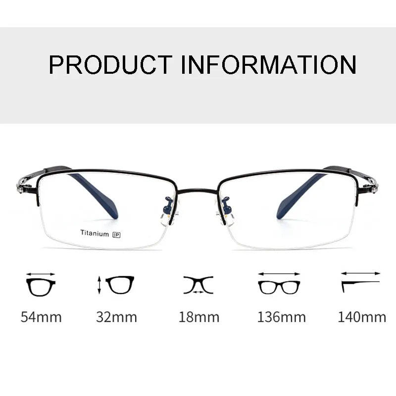 Hotochki Women's Semi Rim Square Titanium Eyeglasses 89064