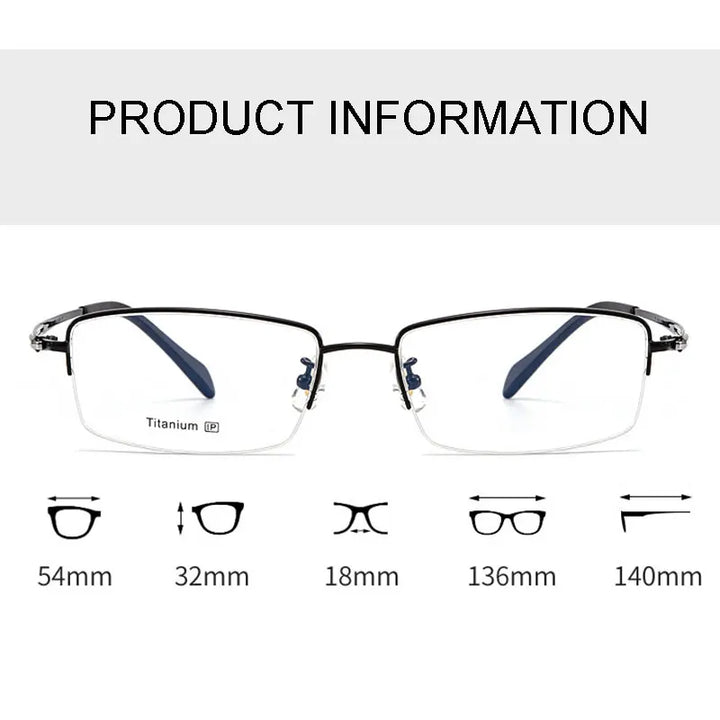 Hotochki Women's Semi Rim Square Titanium Eyeglasses 89064