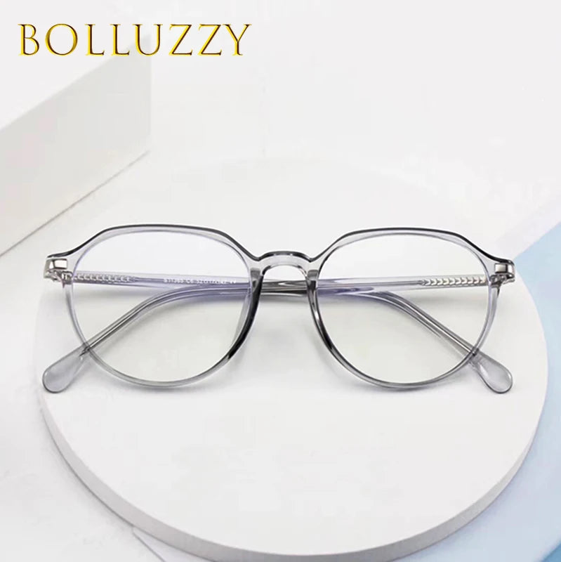 Bolluzzy Women's Full Rim Flat Top Oval Tr 90 Alloy Eyeglasses 5217 Full Rim Bolluzzy   