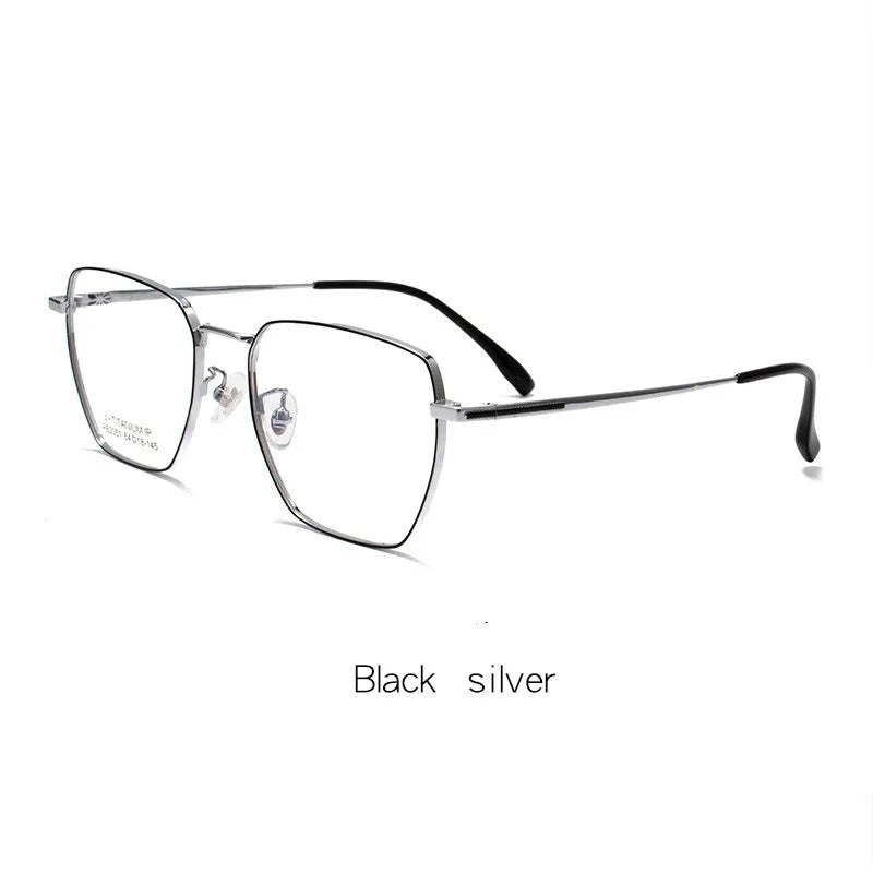 Kocolior Unisex Full Rim Polygon Titanium Alloy Eyeglasses 2051 Full Rim Kocolior Silver Black China 