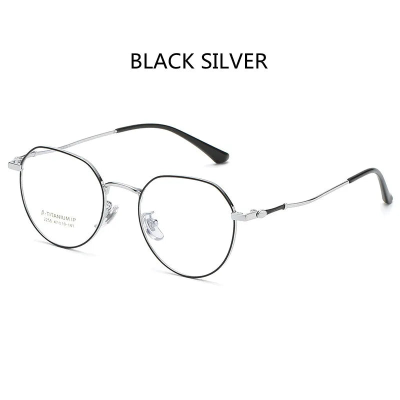 Kocolior Unisex Full Rim Oval Titanium Eyeglasses 2255 Full Rim Kocolior Silver Black China 