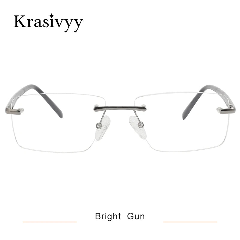 Krasivyy Unisex Rimless Square Spring Hinge Titanium Eyeglasses 316069
