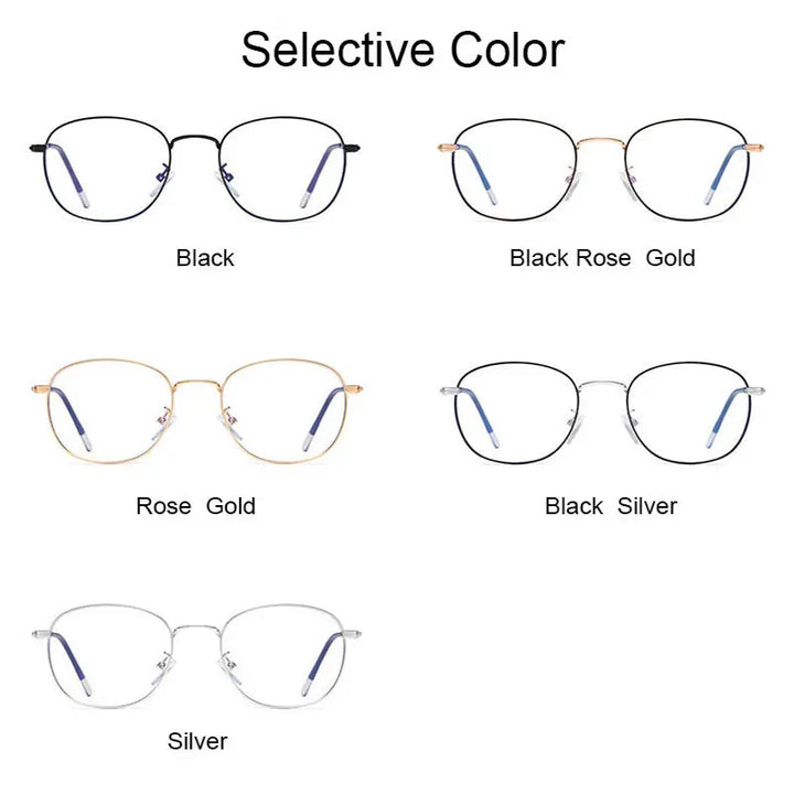Hotony Unisex Full Rim Round Alloy Blue Light Prescription Eyeglasses 33006 size chart