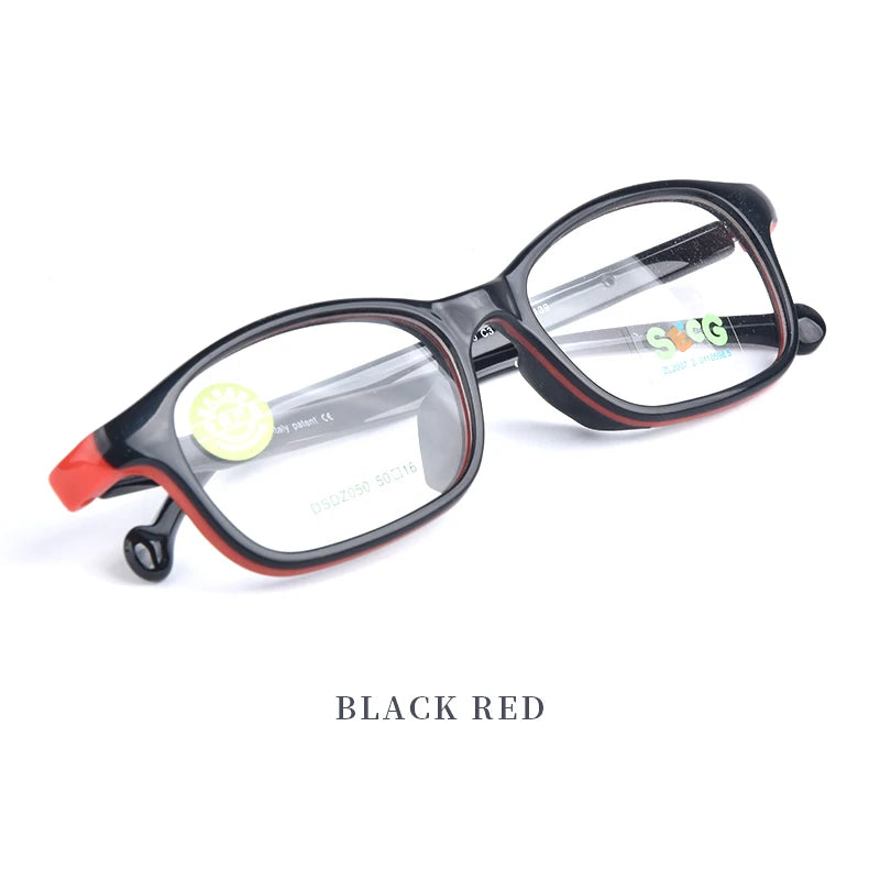 Secg Unisex Youth's Full Rim Square Tr 90 Silicone Eyeglasses 26050 Full Rim Secg black red  