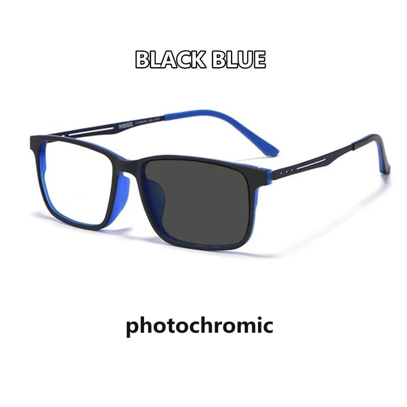 Kocolior Unisex Full Rim Square Tr 90 Titanium Hyperopic Reading Glasses F3003 Reading Glasses Kocolior Blue photochromic 0 