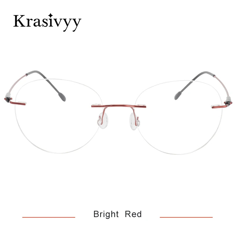 Krasivyy Women's Rimless Oval Round Screwless Titanium Eyeglasses 316072