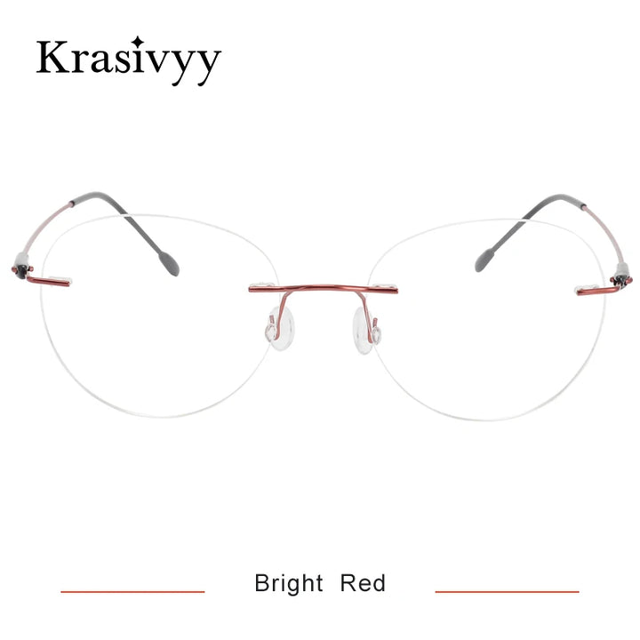 Krasivyy Women's Rimless Oval Round Screwless Titanium Eyeglasses 316072