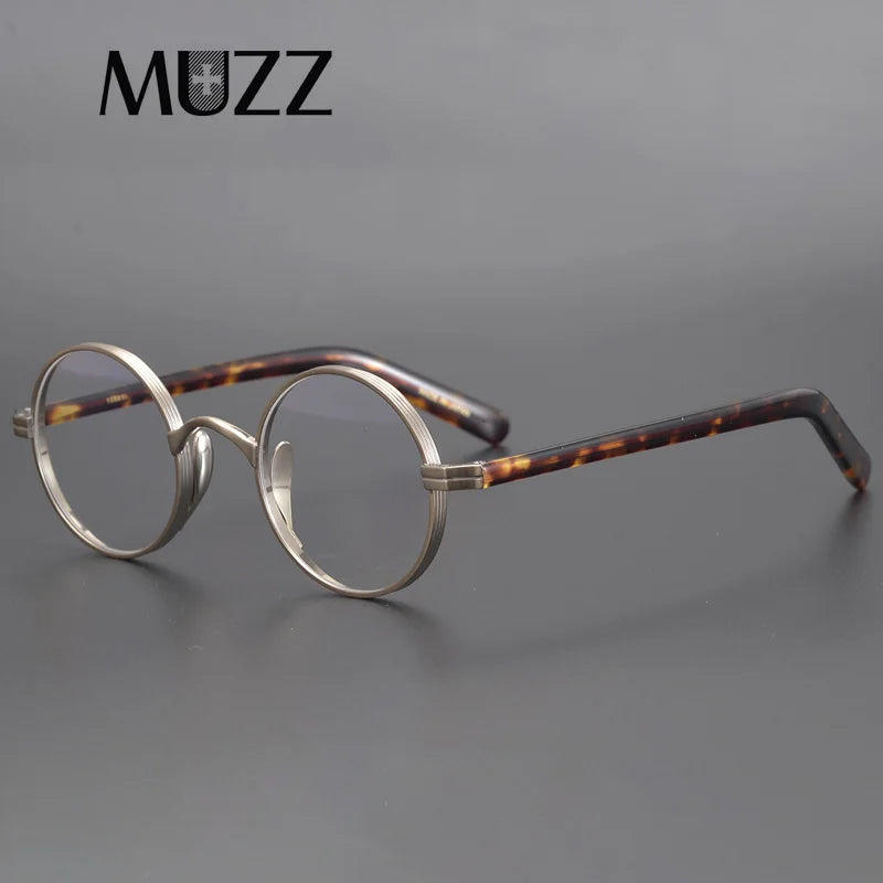 Muzz Men's Full Rim Round Titanium Acetate Eyeglasses 10118 Full Rim Muzz   