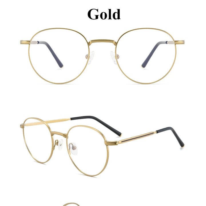 Aimee Unisex Full Rim Round Titanium Eyeglasses 18531 Full Rim Aimee Gold  