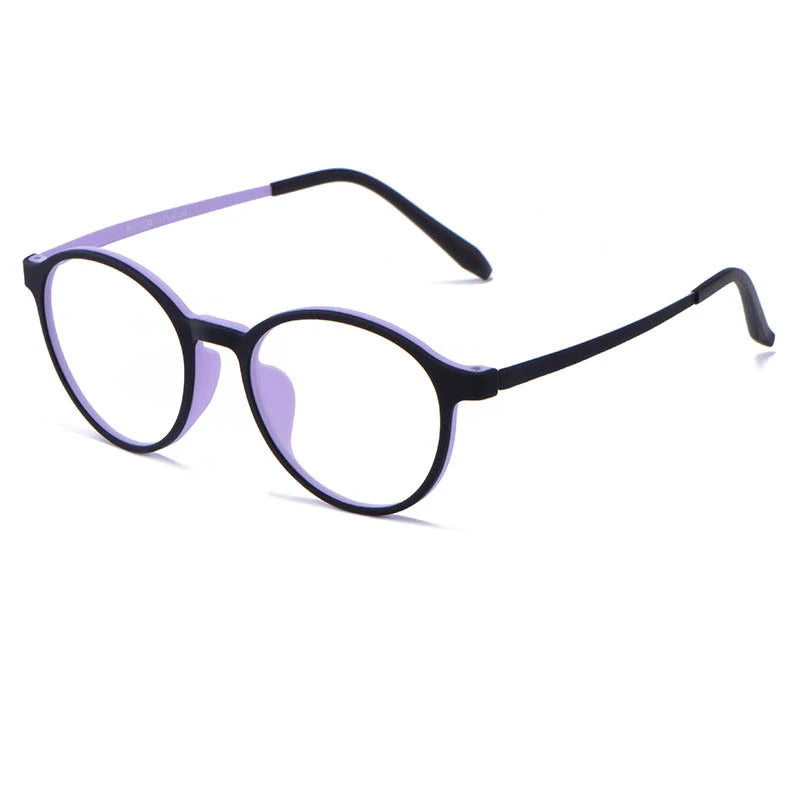 Kocolior Unisex Full Rim Round Tr 90 Titanium Alloy Eyeglasses 3050 Full Rim Kocolior Black Purple  
