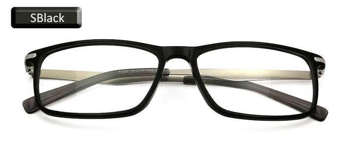 Esnbie Unisex Full Rim Square Acetate Titanium Eyeglasses 20091 Full Rim Esnbie eyewear SBLK  