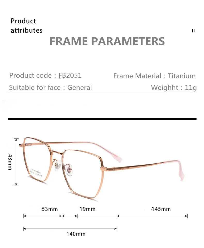 Kocolior Unisex Full Rim Polygon Titanium Alloy Eyeglasses 2051 Full Rim Kocolior   